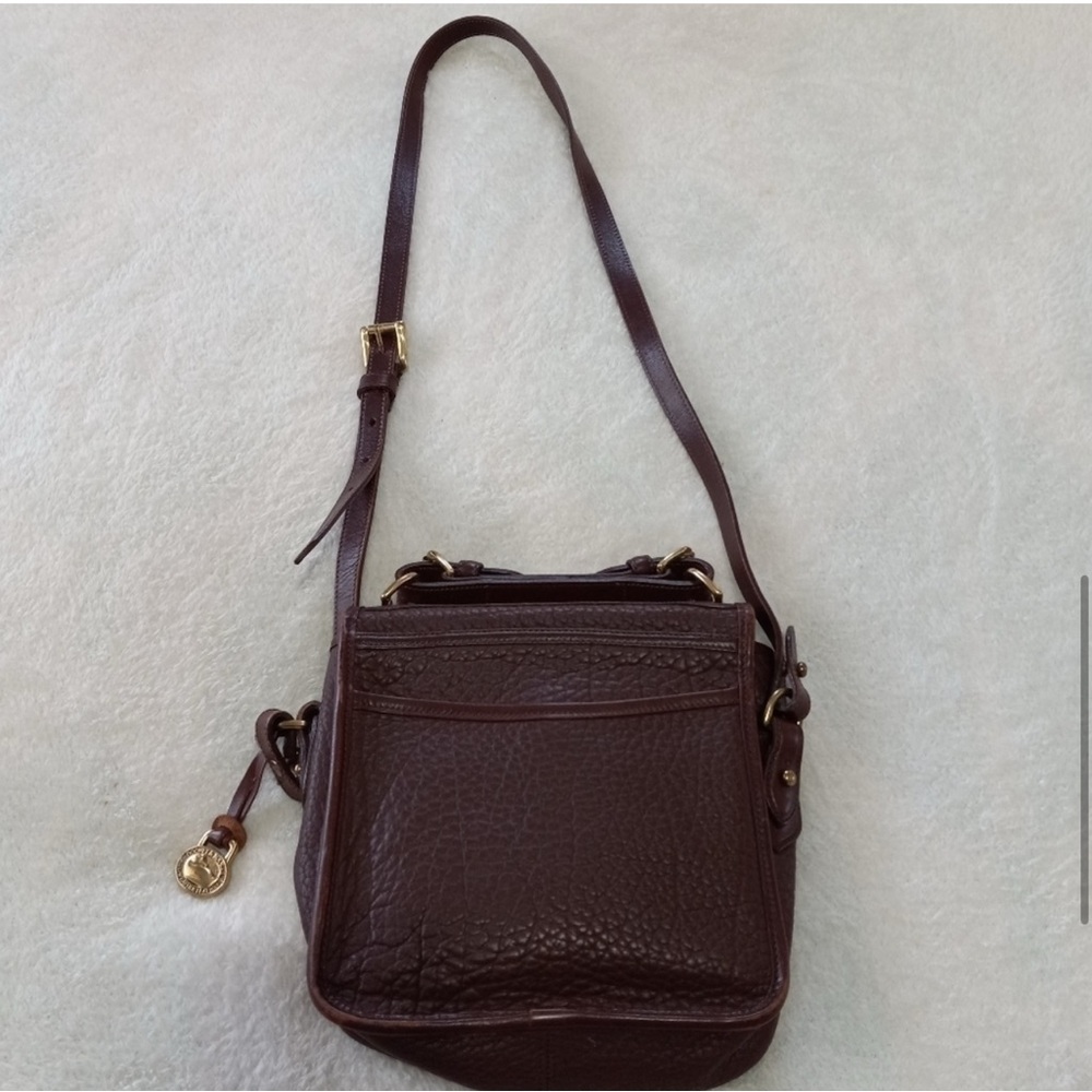 Vintage Dooney & Bourke All Weather Leather Brown Pebbled Crossbody Purse - Picture 7 of 13